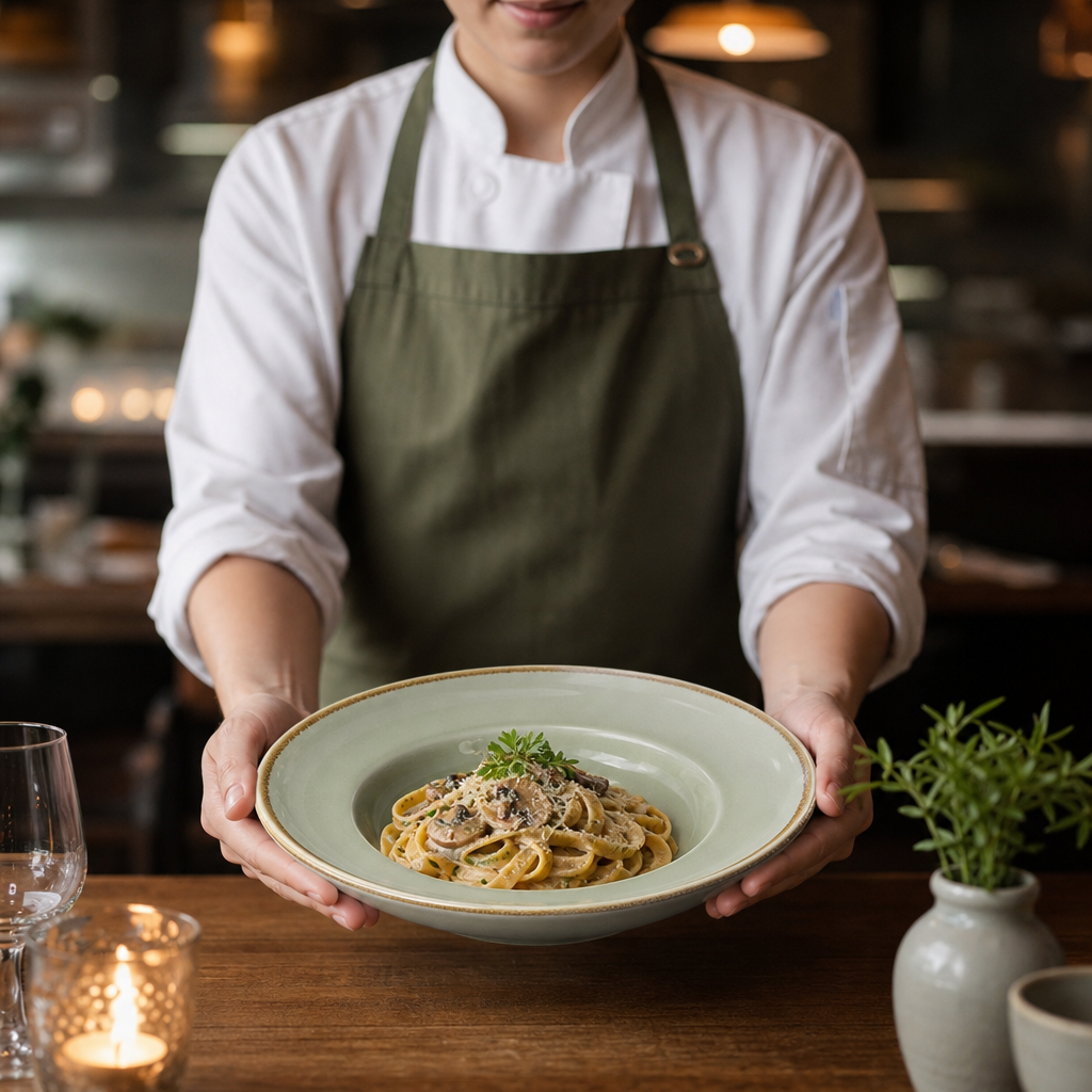 Pasta Bowls Moss 250mm Porcelain for Restaurants & Cafés (Pack of 4)