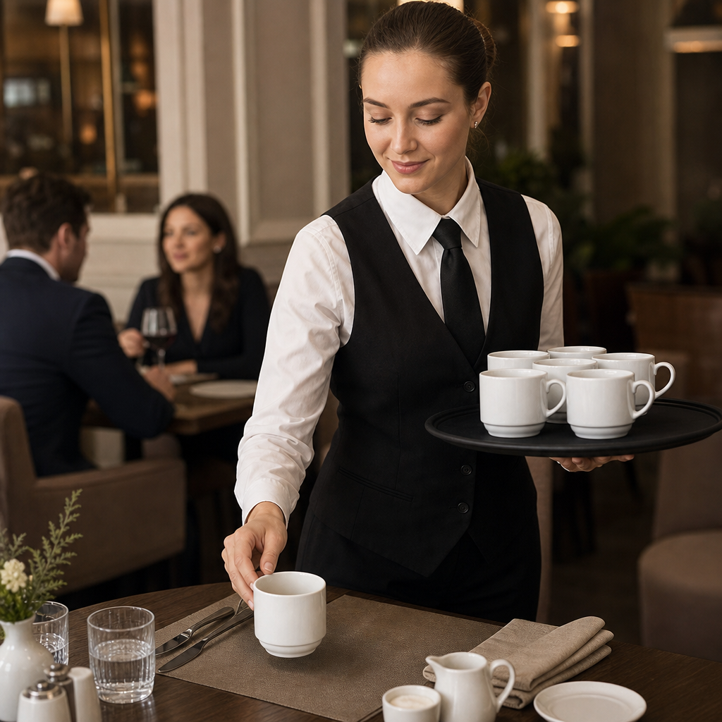 Stacking Teacups 210ml Porcelain for Professional Catering (Pack of 6)