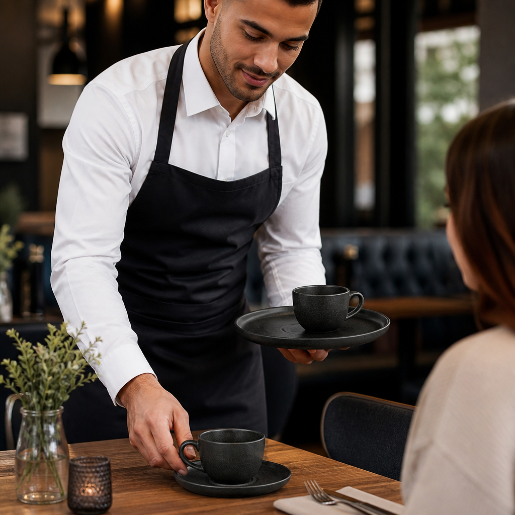 Saucers 120mm Black Stoneware for Tea & Coffee Service (Pack of 6)