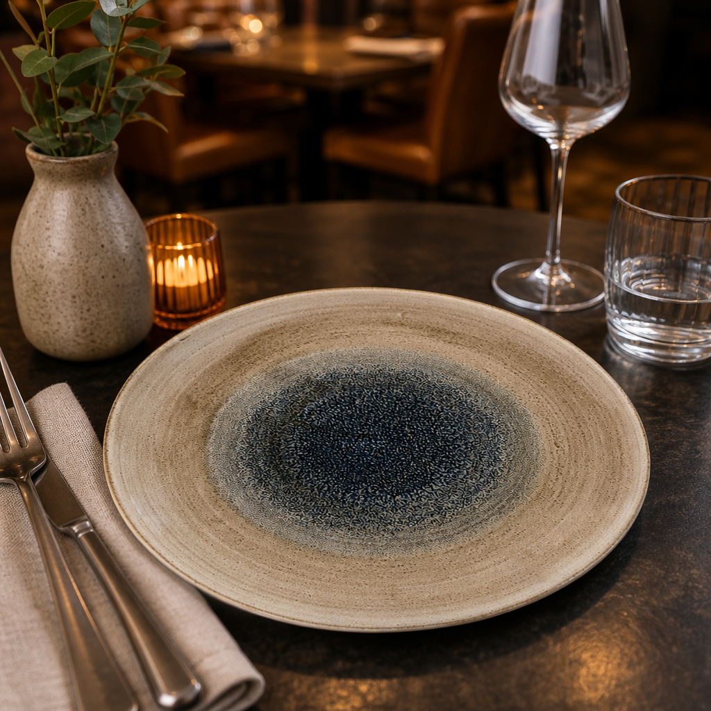 Coupe Plates Taupe Porcelain for Elegant Dining (Pack of 12)