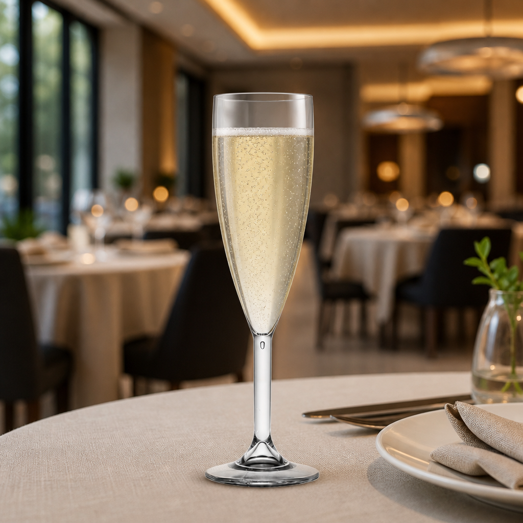Polycarbonate Champagne Flutes 200ml for Outdoor Use (Pack of 12)