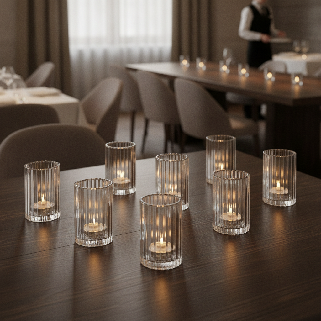 Clear Cylinder Vertical Rod 73mm x 118mm for Event Venues (Pack of 6)