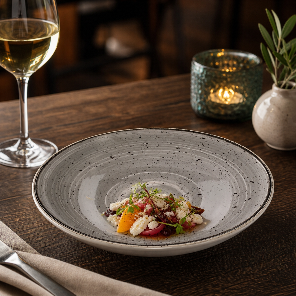Stonecast Round Coupe Bowls in Peppercorn Grey for Elegant Dining