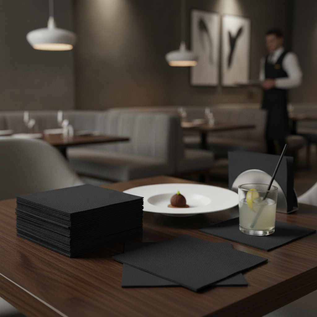 Paper Black Cocktail Napkin 24x24cm for Lunch Service (Pack of 2400)