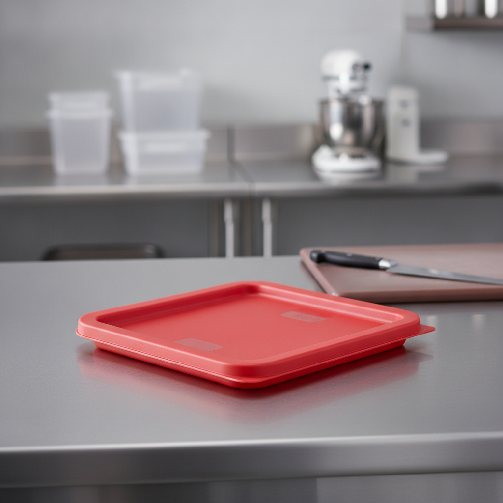 Polyethylene Square Food Storage Container Lid Red for Food Preparation