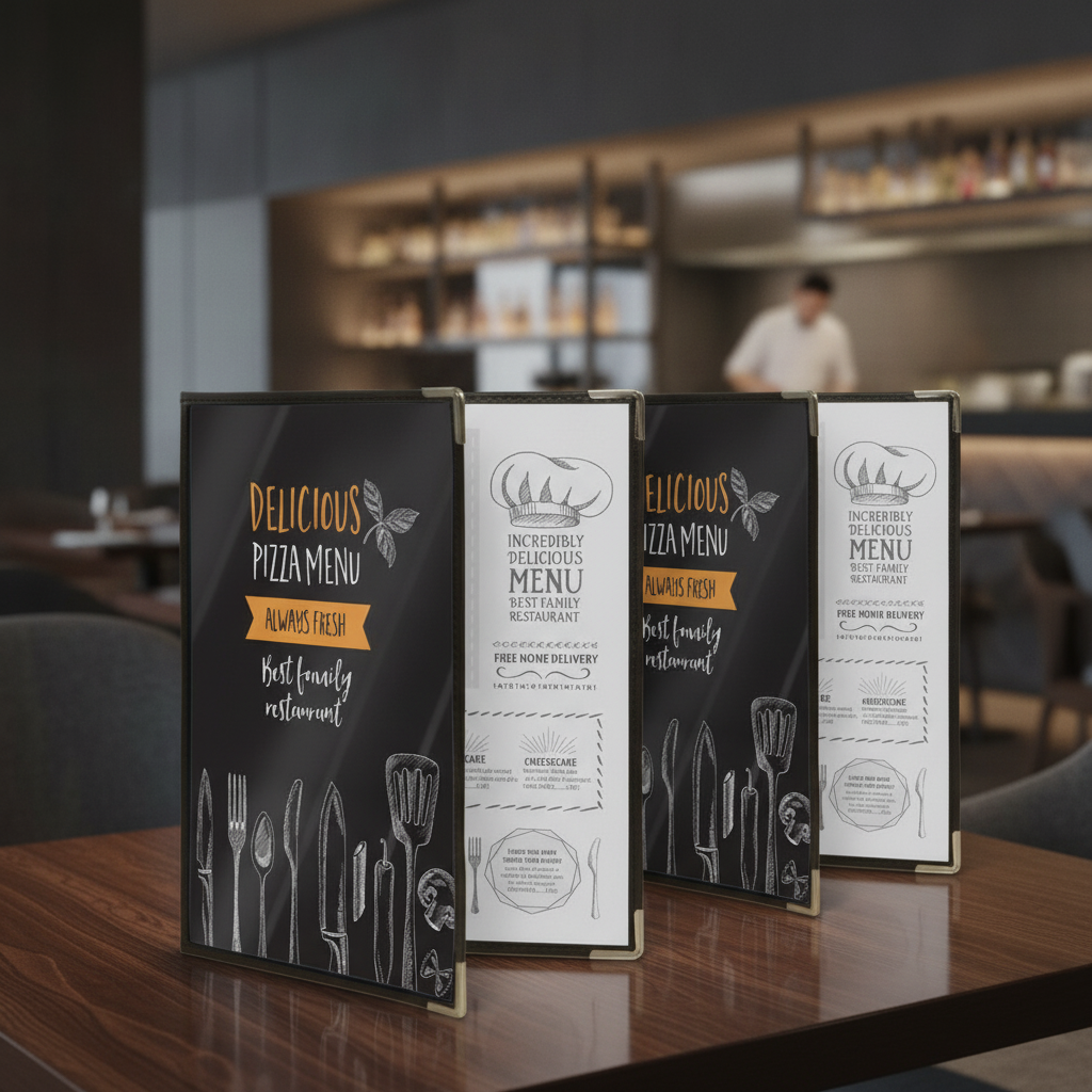 Plastic Double Sided Cover A4 for Restaurants (Pack of 3)