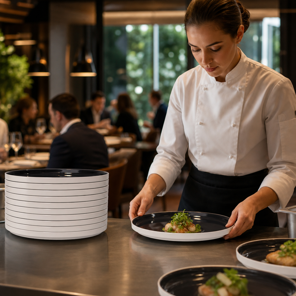 Alumina Stacking Plates 255mm Vitrified Ceramic for Dining (Pack of 12)