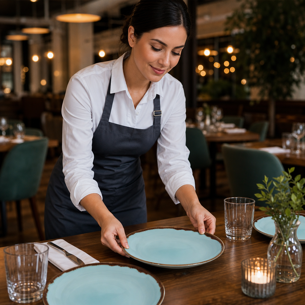 Coupe Plates Turquoise Vitrified Porcelain for Stylish Table Settings (Pack of 12)
