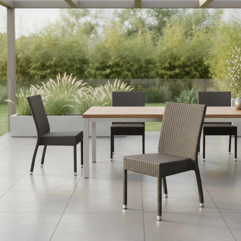 Aluminium & PE Wicker Side Chairs 860x500mm for Indoor & Outdoor Use (Pack of 4)