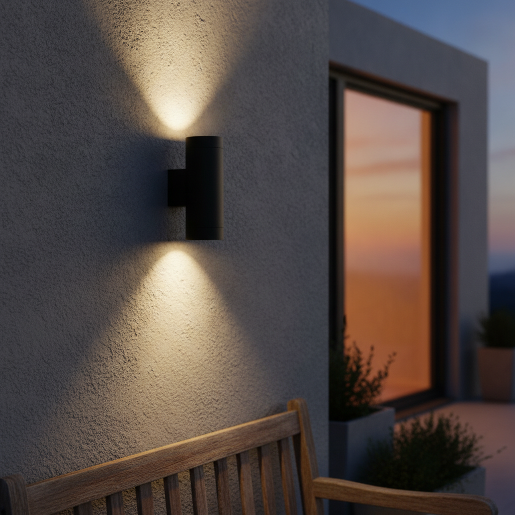 Aluminium Outdoor Wall Light in Black for Patios & Doorways
