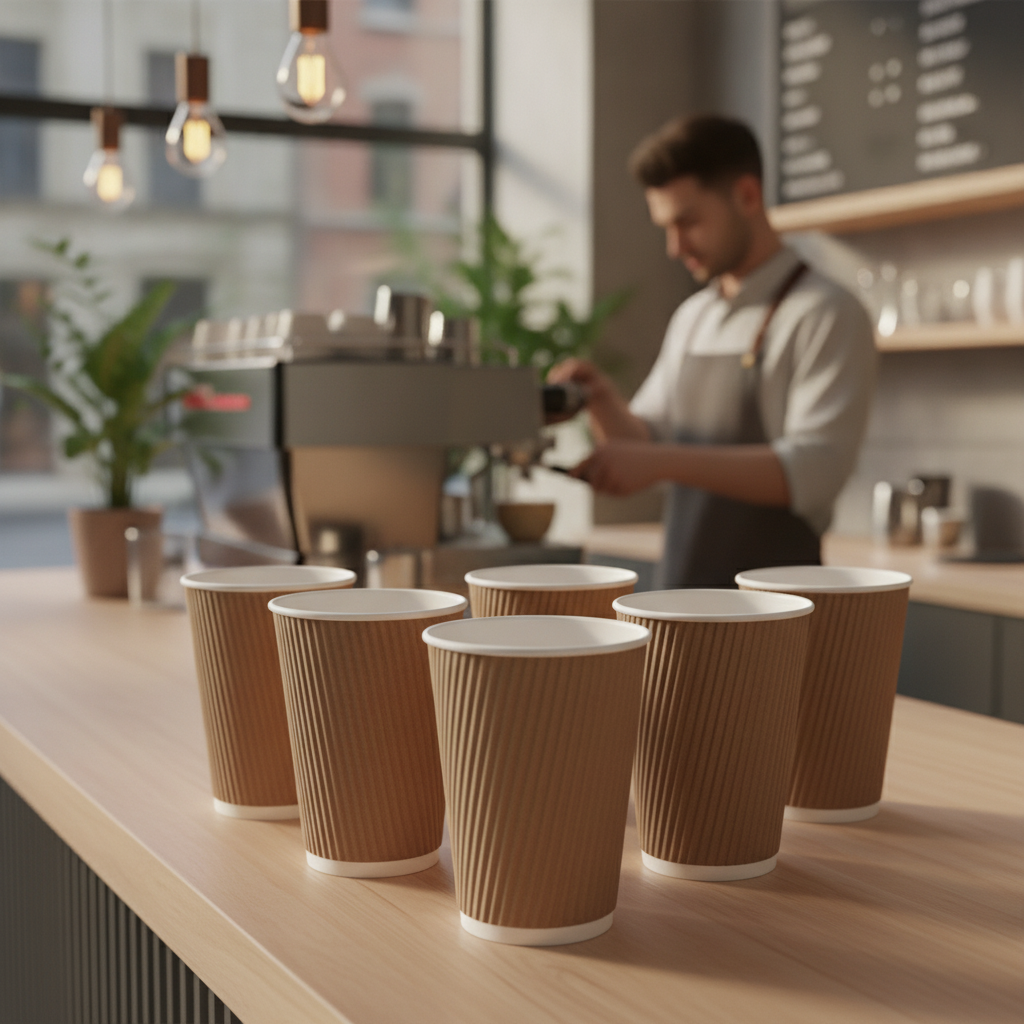 Cardboard Ripple Wall Coffee Cups 455ml for Takeaway Services (Pack of 500)