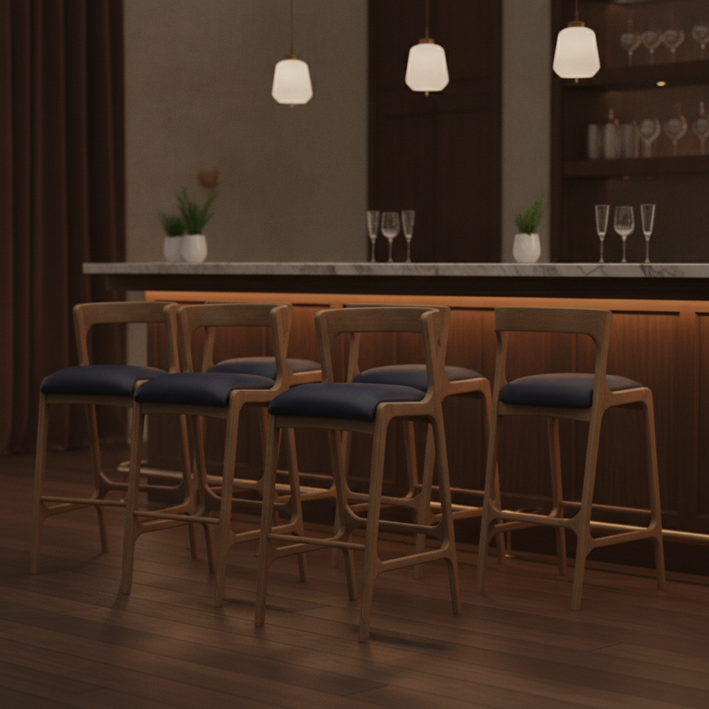 Rubber Wood Copenhagen Bar Chair 1055x460mm for Elegant Venues (Pack of 6)