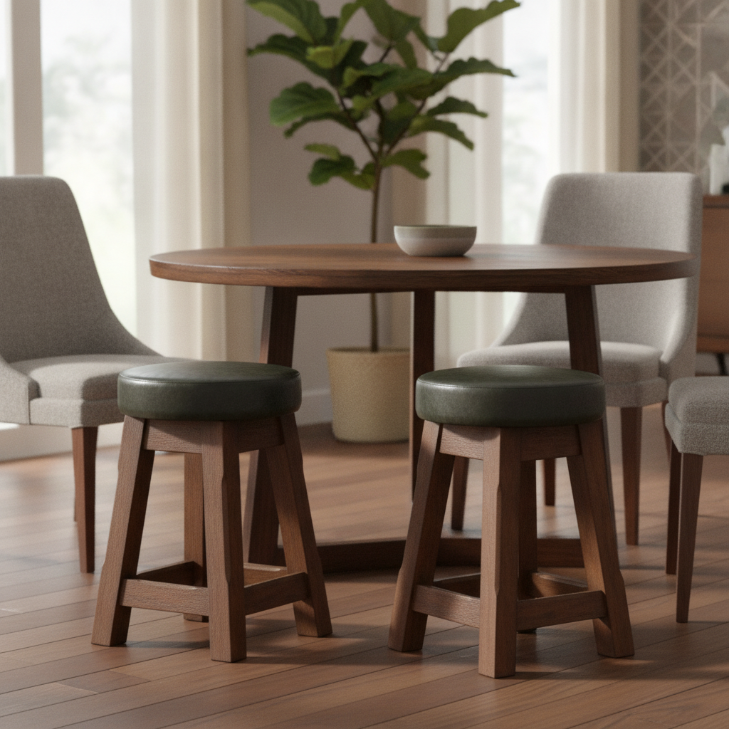 Rubber Wood Low Stools 475x335mm for Dining Spaces (Pack of 2)