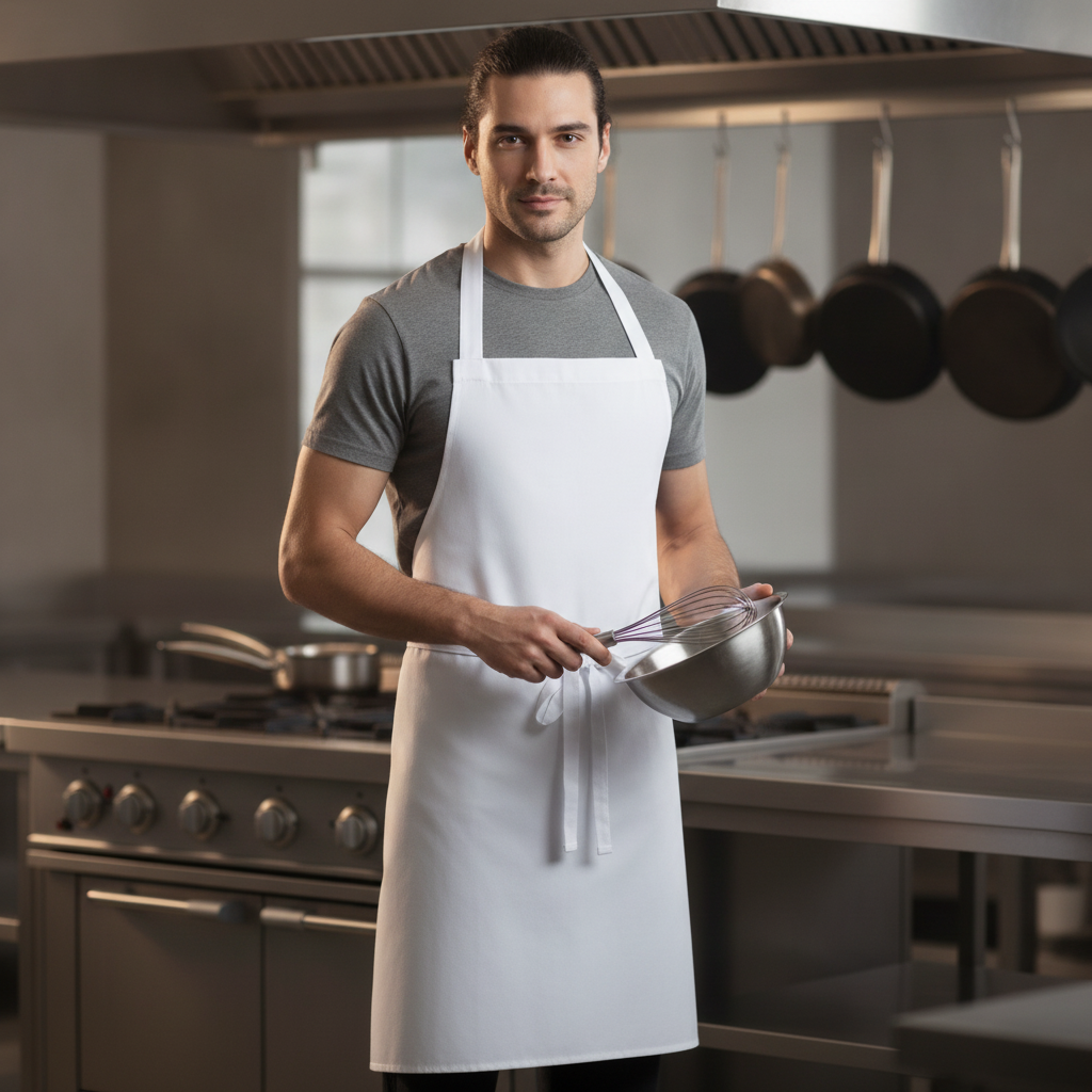 Polycotton White XL Bib Apron for Professional Kitchens