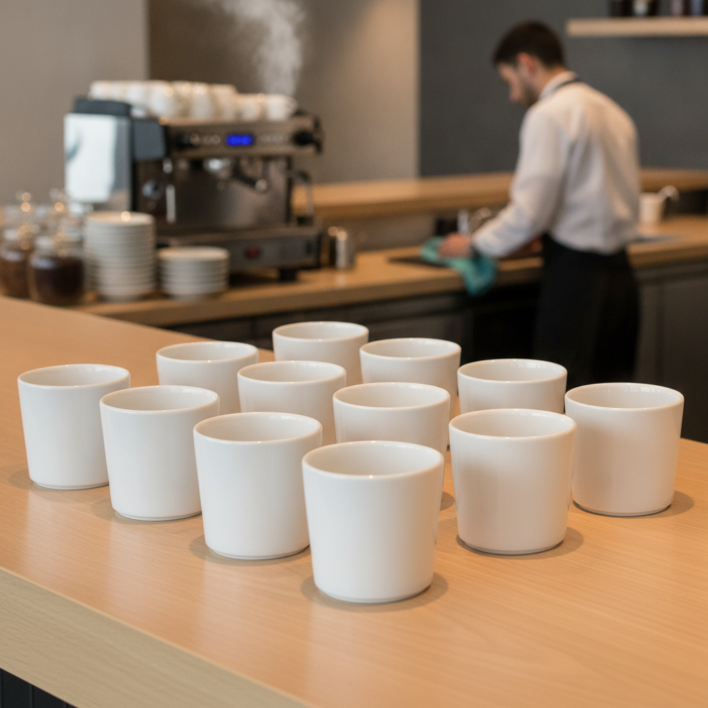 Super Vitrified Porcelain Straight Sided Mugs 310ml for Commercial Use (Pack of 12)