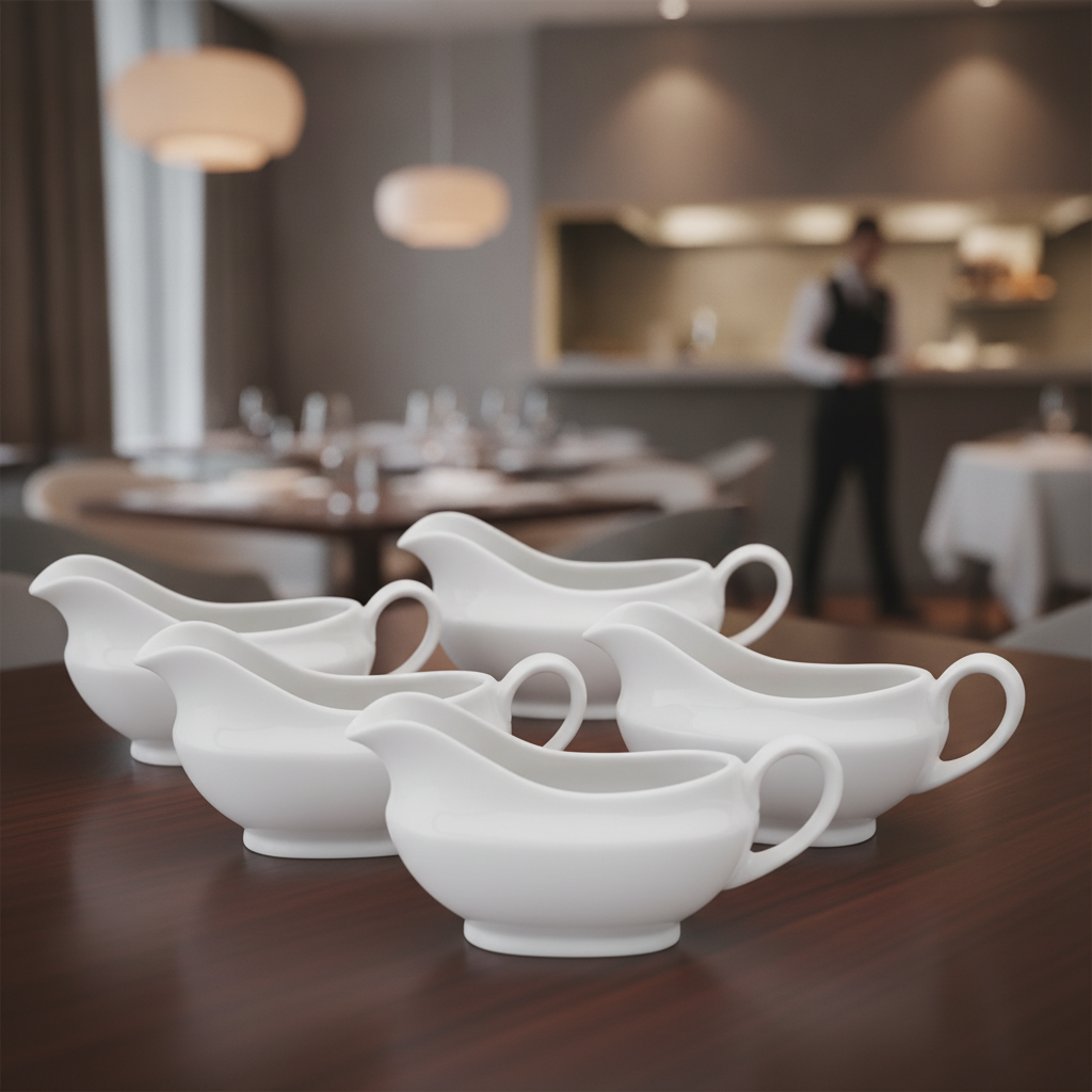 Porcelain White Traditional Sauce Boats 110ml for Dining (Pack of 6)