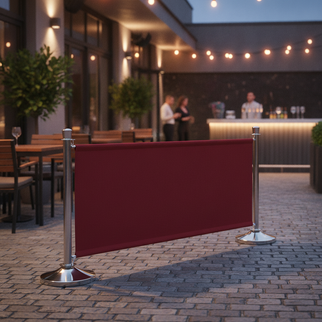 Red Polyester Canvas Barrier 700x1430mm for Pubs & Events