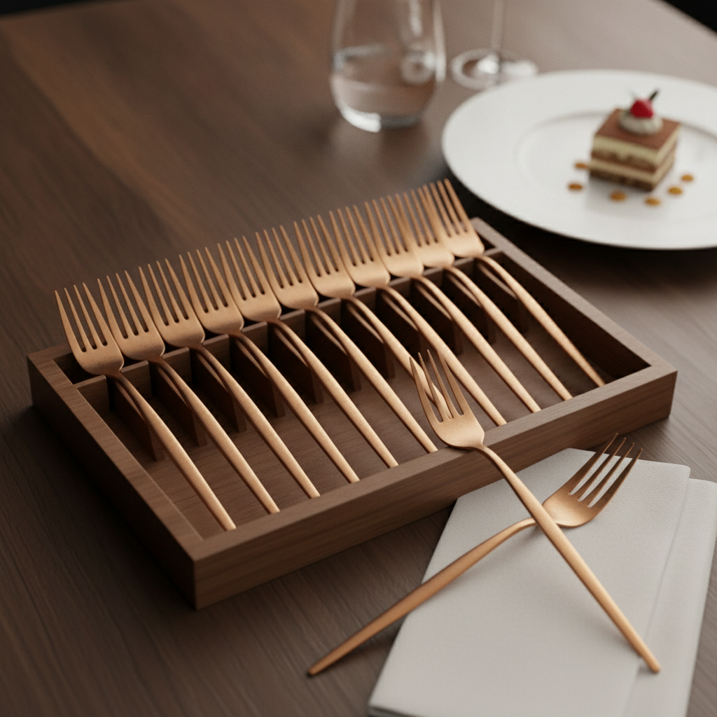 Copper Dessert Forks 183.2mm in Stainless Steel for Elegant Dining (Pack of 12)