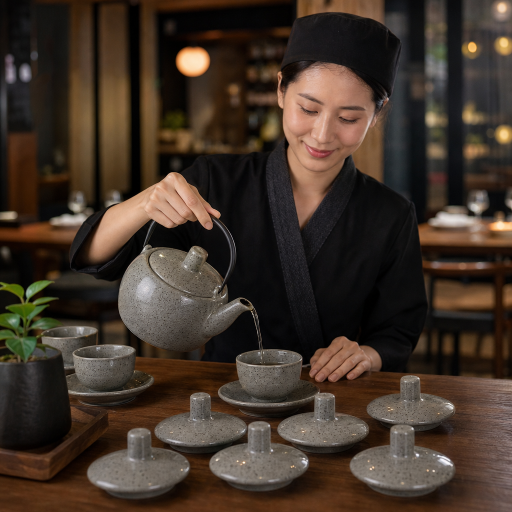 Vitrified Ceramic Replacement Lids for Teapots in Grey (Pack of 6)