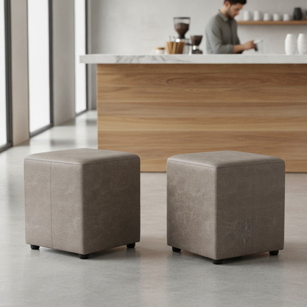 Rubber Wood Cube Bar Stools 470x420mm for Cafés & Restaurants (Pack of 2)