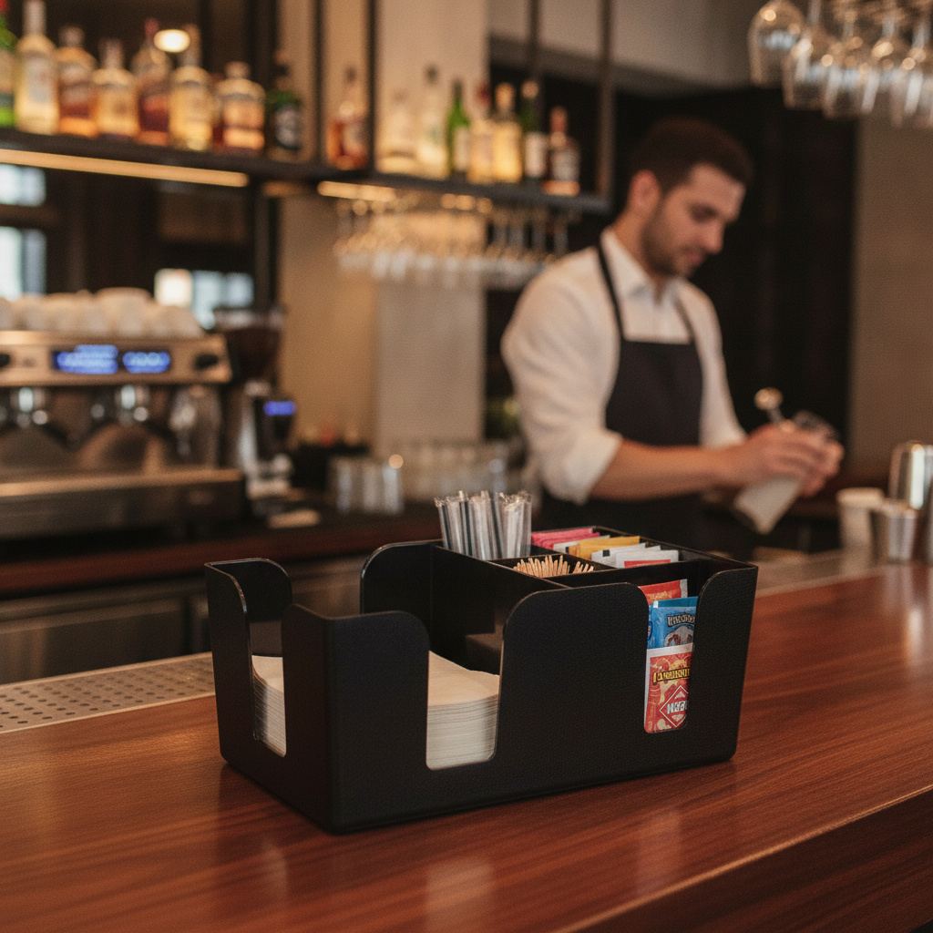 Plastic Bar Caddy 240x150mm with Six Compartments for Easy Access