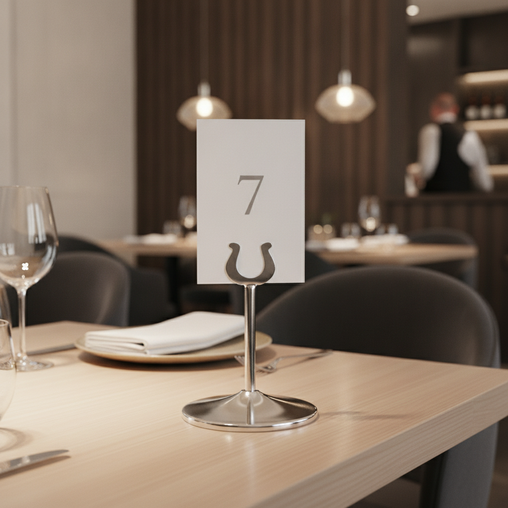 Stainless Steel Table Number Stand 100mm for Bistros & Cafés