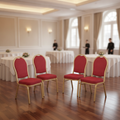 Aluminium Red Banquet Chairs with Fabric Upholstery for Events (Pack of 4)