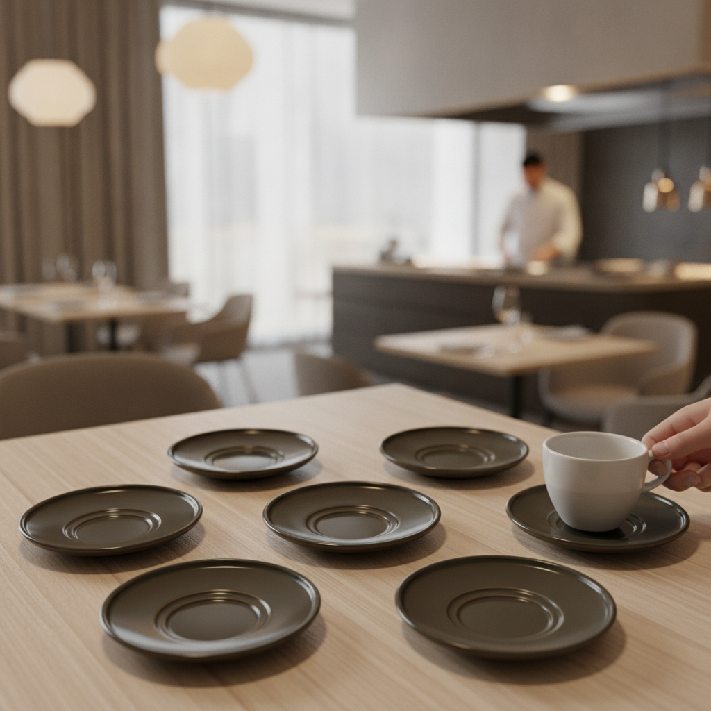 Porcelain Brown Saucer 160mm for Hospitality Use (Pack of 6)