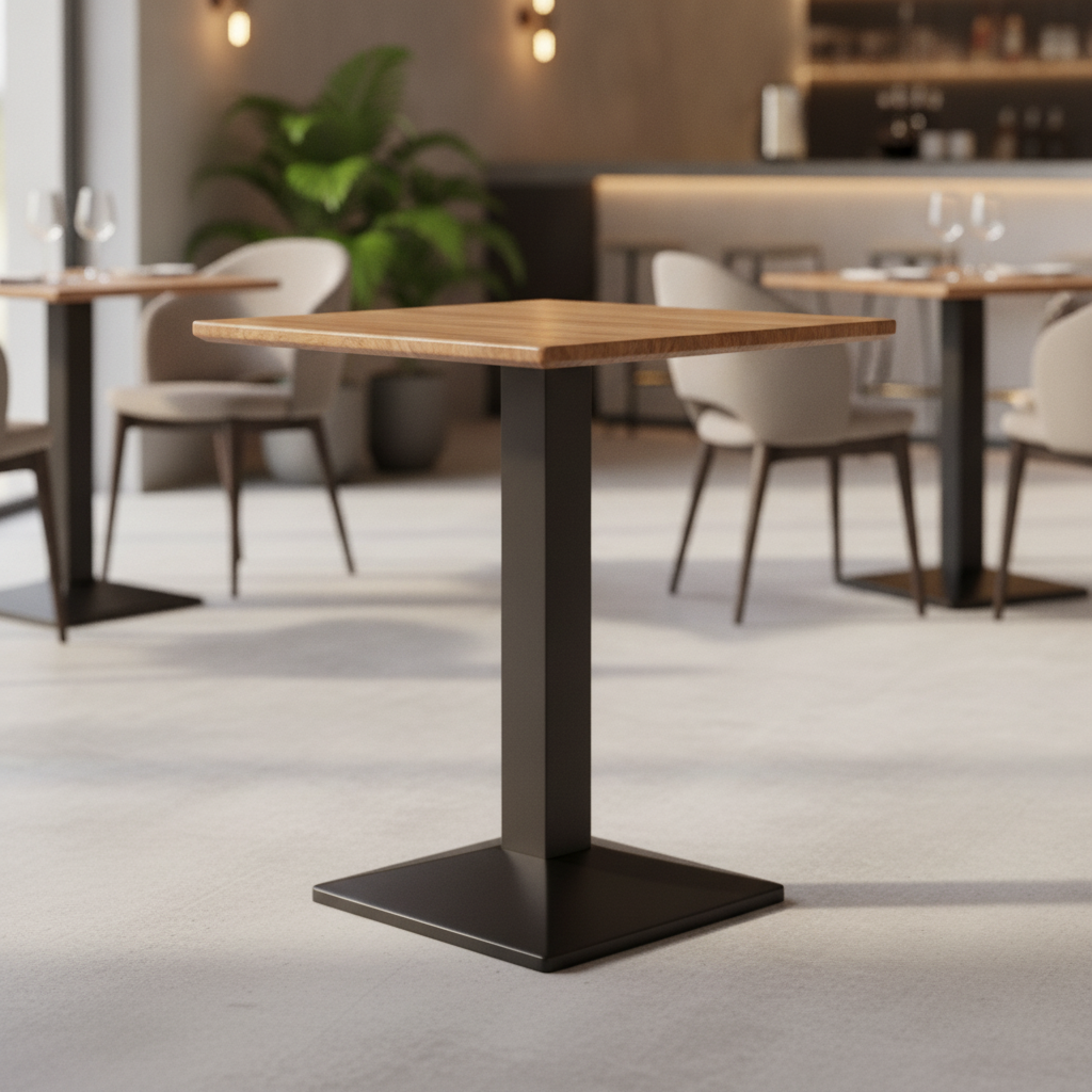 Planked Oak Square Poseur Table 700x700mm for Dining Areas