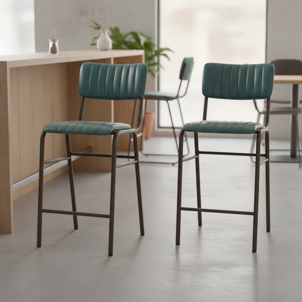 Metal Vintage Teal Stacking Bar Stools 1000mm for Restaurants & Cafés (Pack of 2)