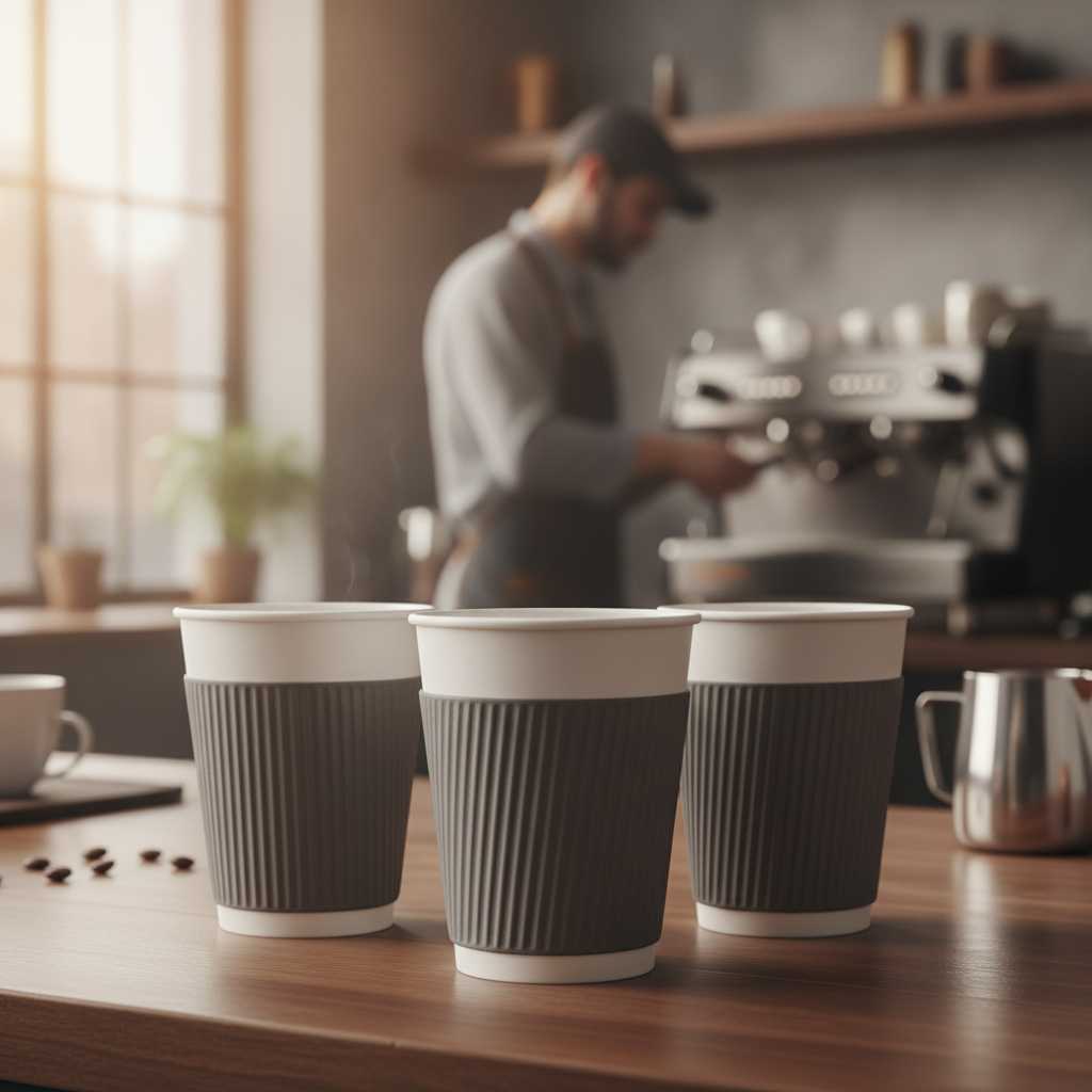 Cardboard Ripple Wall Coffee Cups 225ml for On-the-Go Drinks (Pack of 500)