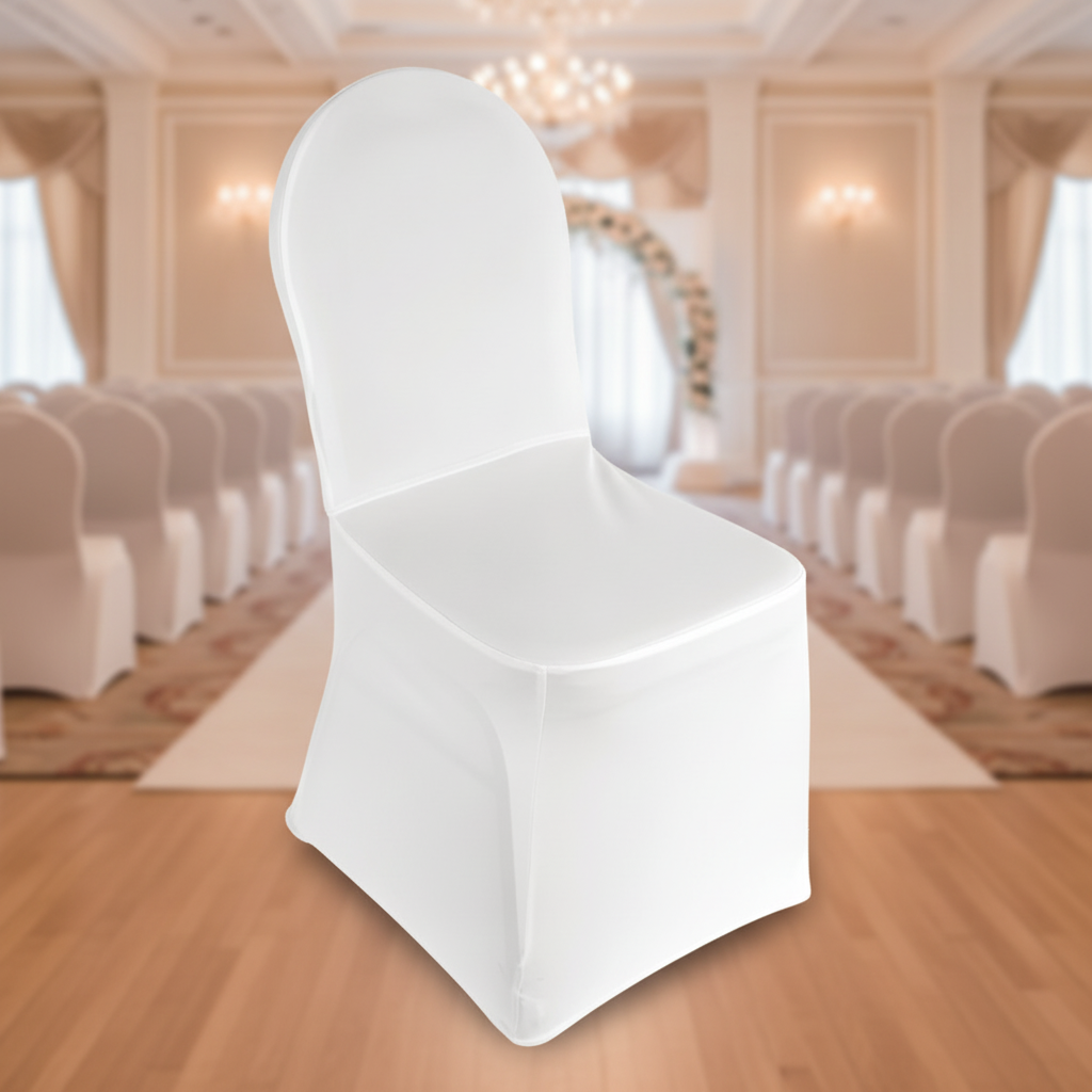 White Polyester Banquet Chair Cover for Weddings & Events