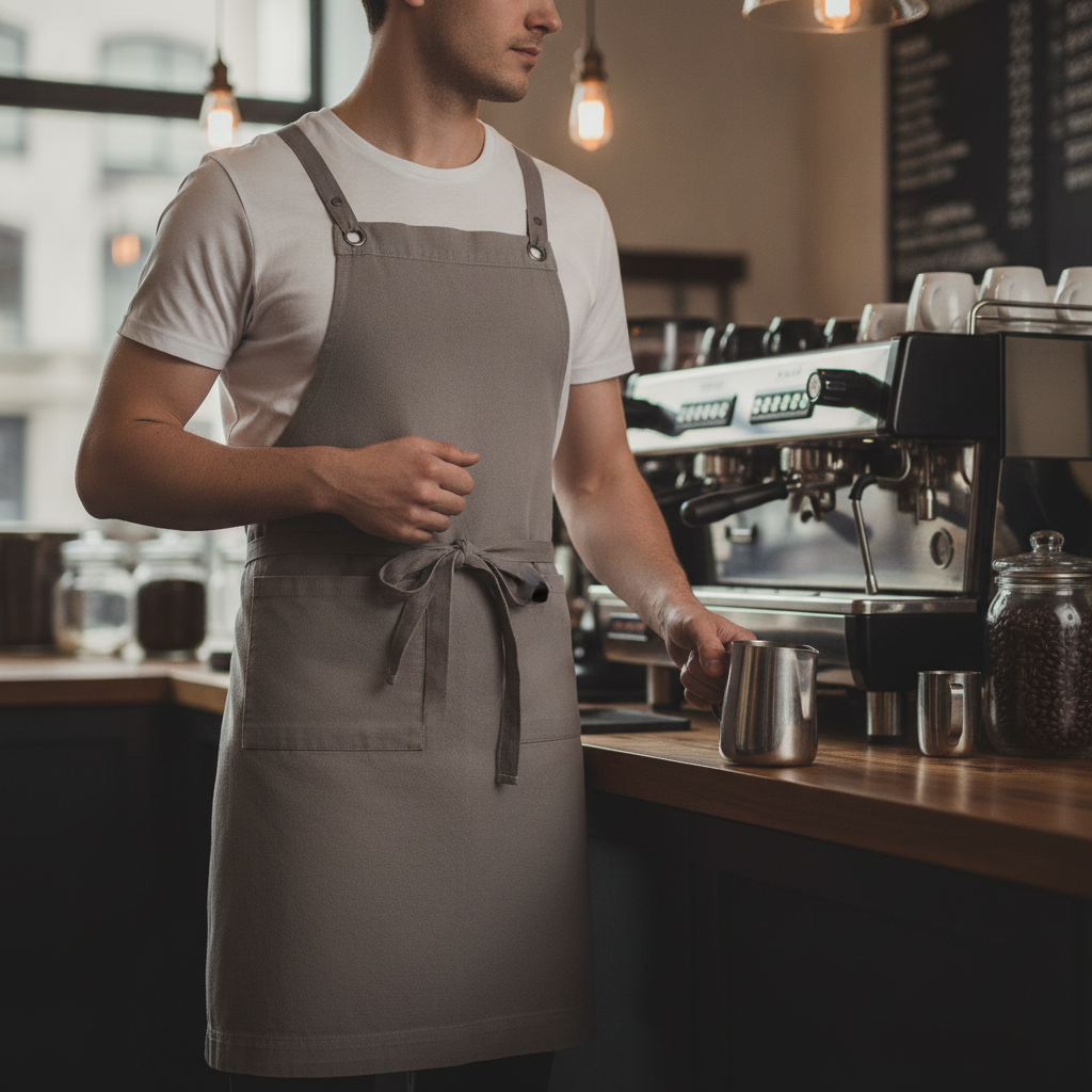 Cotton Canvas Bib Apron Grey for Artisan Cafés & Breweries