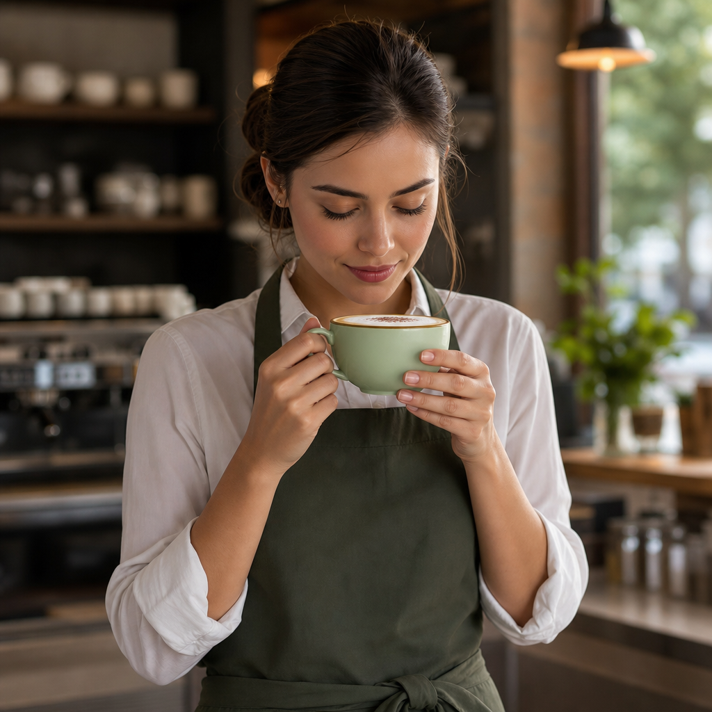 Sage Green Cappuccino Cups 336ml Super Vitrified Ceramic for Cafés (Pack of 12)