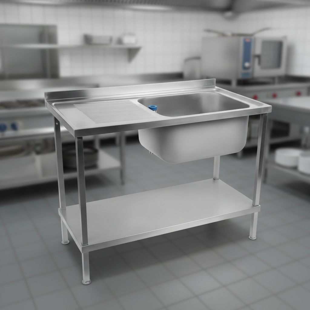304 Stainless Steel Sink with Left Hand Drainer 1200mm for Commercial Kitchens