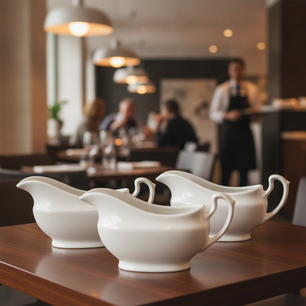 Ceramic Gravy Boat 362ml for Professional Service (Pack of 4)