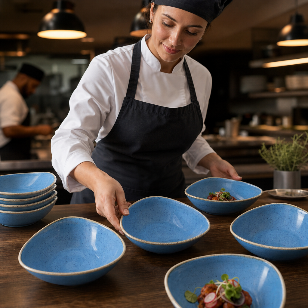 Triangle Bowls 152mm Vitrified Ceramic for Catering (Pack of 12)