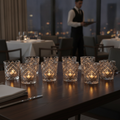 Soda Lime Criss Cross Nightlight Holders 64mm for Table Settings (Pack of 12)