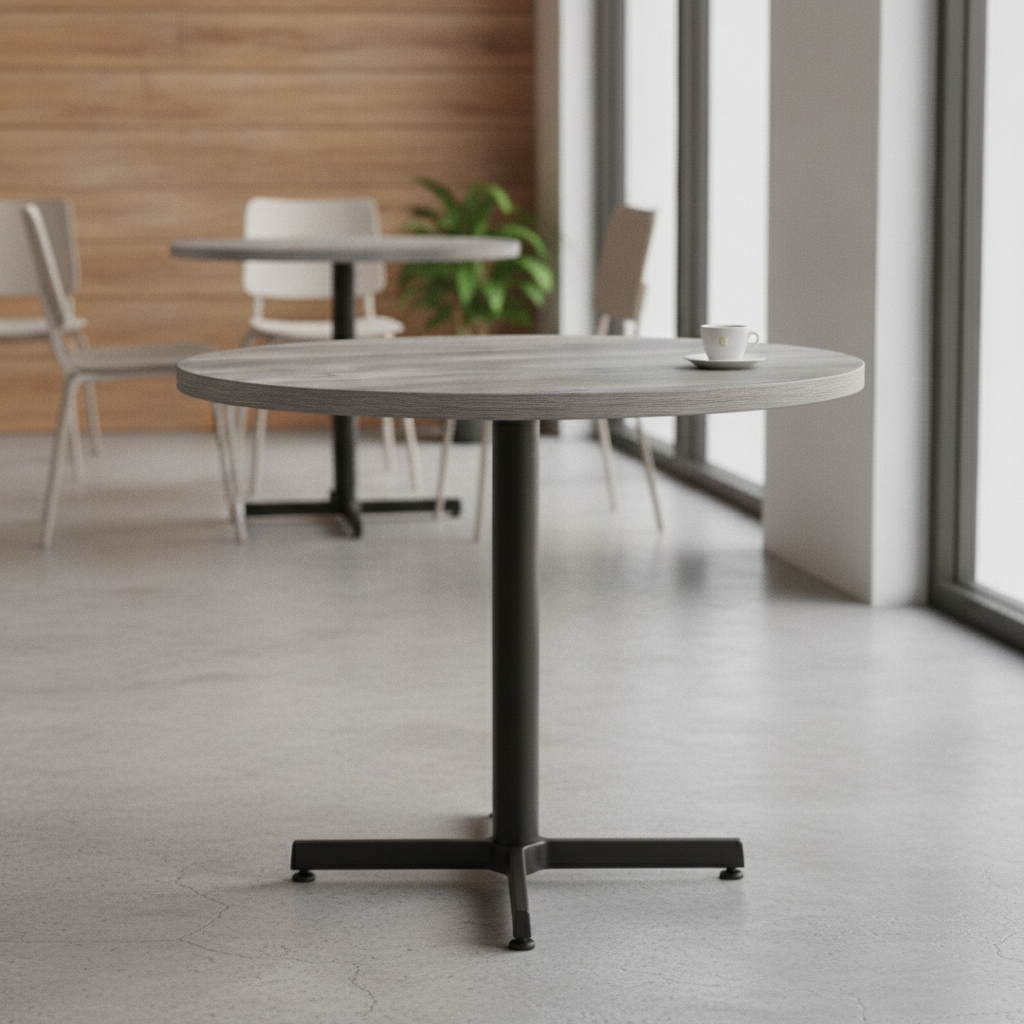 Round Grey Melamine Table Top 600mm for Dining Areas