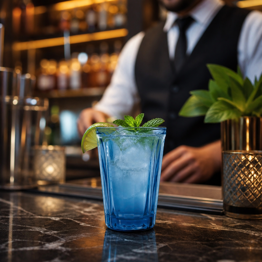Glass Blue Tumbler 260ml for Serving Cocktails (Pack of 6)