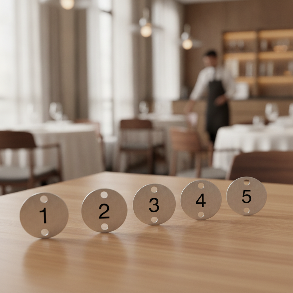 Stainless Steel Table Numbers 30x30mm for Easy Ordering (Pack of 5)
