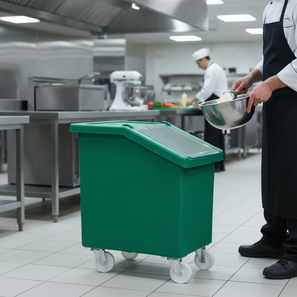 Polyethylene Mobile Ingredient Bin 90L for Food Storage