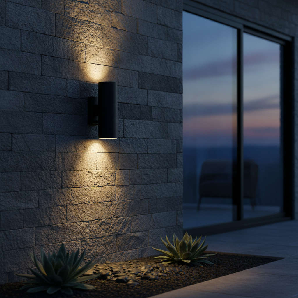 Metal Black Double Wall Light for Outdoor Spaces