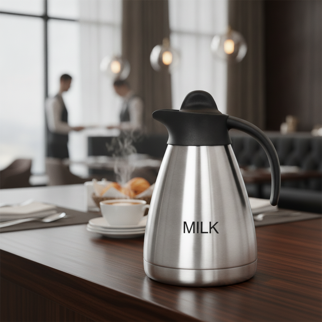 Stainless Steel Vacuum Milk Jug 1L for Breakfast Service