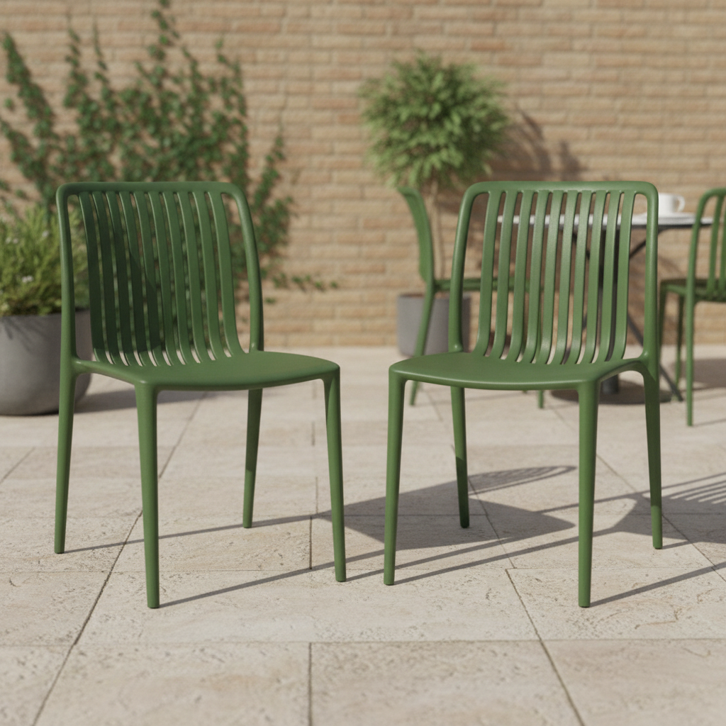 Polypropylene Forest Green Café Chairs 770mm for Outdoor Use (Pack of 2)