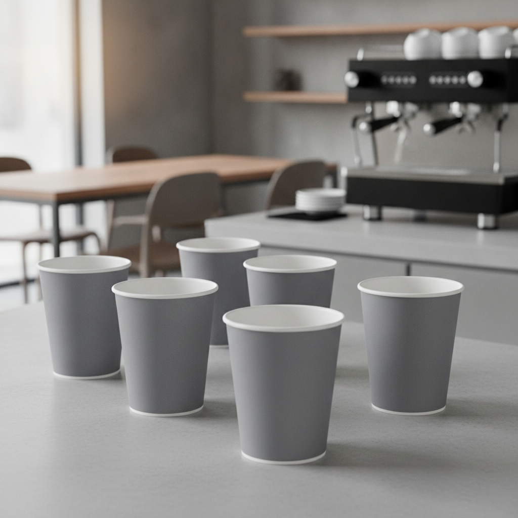 Cardboard Charcoal Coffee Cups 225ml for Takeaway Service (Pack of 1000)