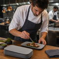 Norse Organic Rectangular Plates 270x160mm Grey China for Professional Use (Pack of 12)