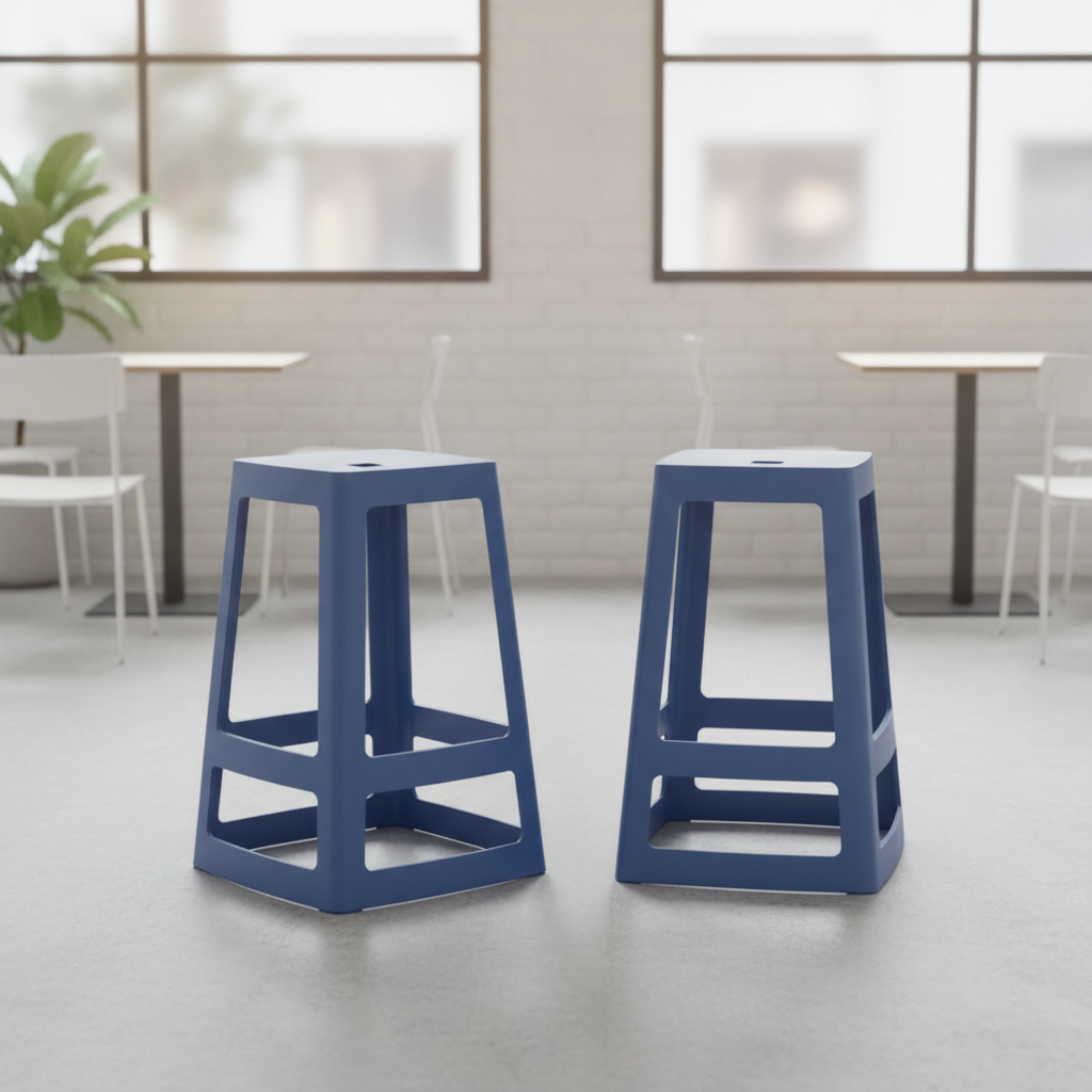 Polypropylene Blue Base High Stools 650x430mm for Indoor & Outdoor Use (Pack of 2)