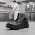 Microfibre Black Safety Shoes with Steel Toe Cap for Hospitality
