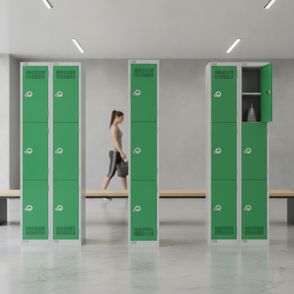 Powder Coated Steel Green Lockers 300mm Deep for Secure Storage